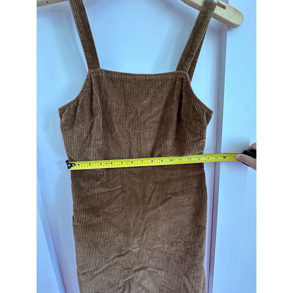 American Eagle Brown Corduroy Pinafore Mini Dress Womens XS Square Neck Jumper - Picture 7 of 7